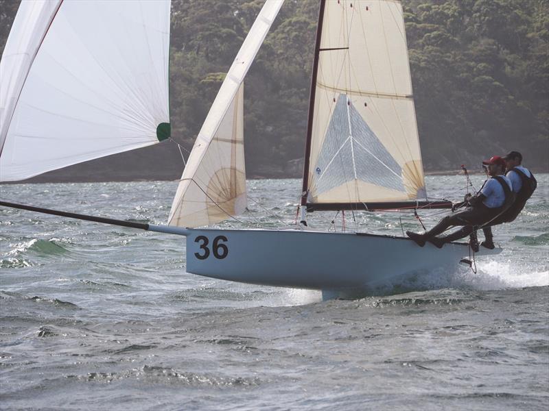 One and In takes flight on the final day of the 12ft Skiff Interdominions photo copyright Grant Casey taken at Australian 18 Footers League and featuring the 12ft Skiff class