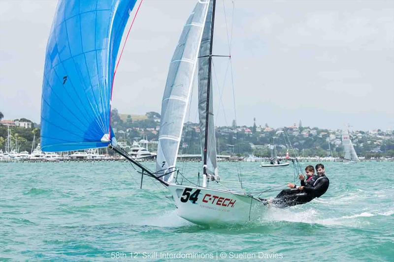 Day 1, 58th 12ft Skiff Interdominions, January 7, 2018 photo copyright Suellen Davies / Auckland Skiff League taken at Royal Akarana Yacht Club and featuring the 12ft Skiff class