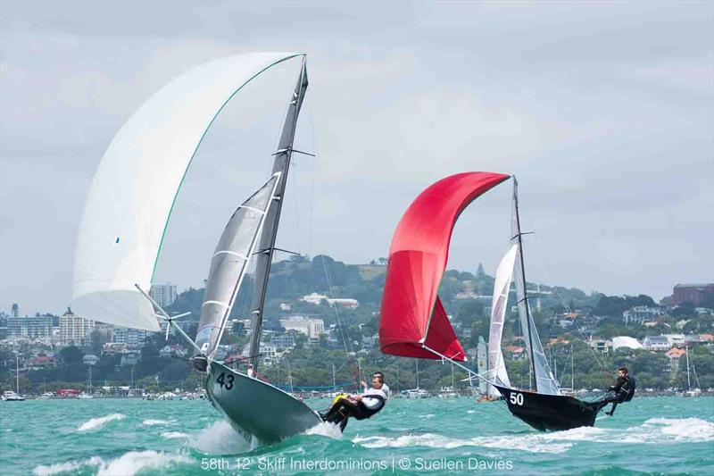 Day 1, 58th 12ft Skiff Interdominions, January 7, 2018 photo copyright Suellen Davies / Auckland Skiff League taken at Royal Akarana Yacht Club and featuring the 12ft Skiff class