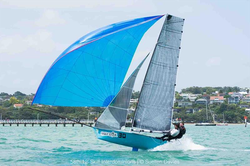 Day 1, 58th 12ft Skiff Interdominions, January 7, 2018 photo copyright Suellen Davies / Auckland Skiff League taken at Royal Akarana Yacht Club and featuring the 12ft Skiff class