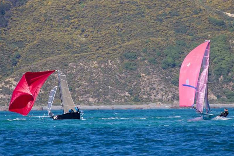The Fraudster capsizes - 12ft Skiff class NZ Nationals - Worser Bay photo copyright 12ft Skiff League taken at Worser Bay Boating Club and featuring the 12ft Skiff class