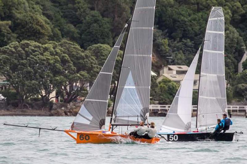 Close finish - 12ft Skiff class NZ Nationals - Worser Bay - photo © 12ft Skiff League