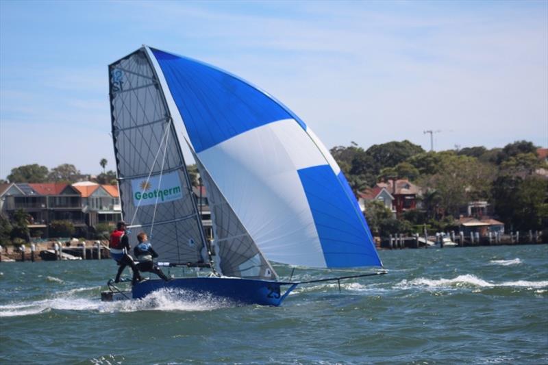 Geotherm with pace on - 12ft Skiff NSW Championship photo copyright Vita Williams taken at Lane Cove 12ft Sailing Skiff Club and featuring the 12ft Skiff class