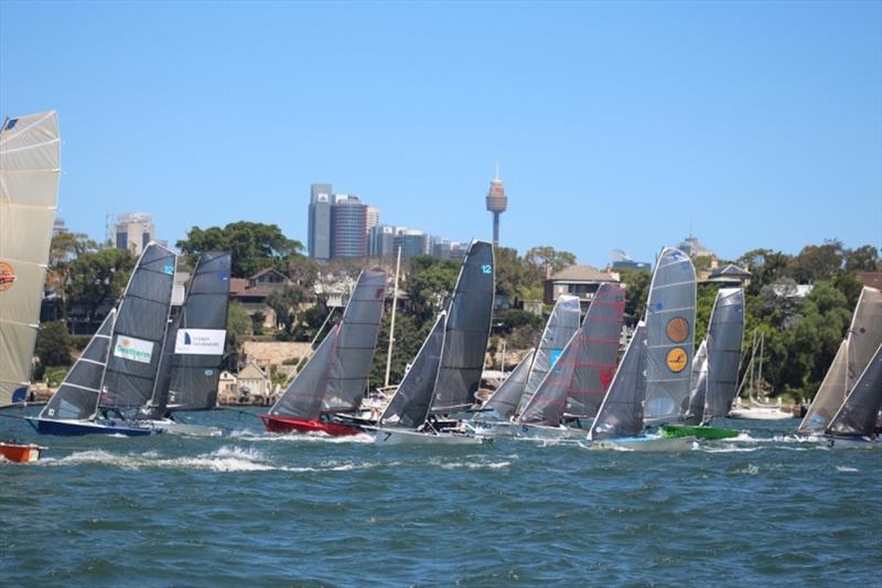 Start in big breeze - 12ft Skiff NSW Championship photo copyright Vita Williams taken at Lane Cove 12ft Sailing Skiff Club and featuring the 12ft Skiff class