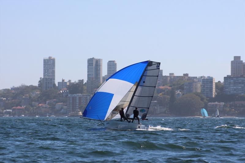 Handful gets a wriggle on - 12ft Skiff Interdominion day 2 photo copyright John Williams taken at Sydney Flying Squadron and featuring the 12ft Skiff class