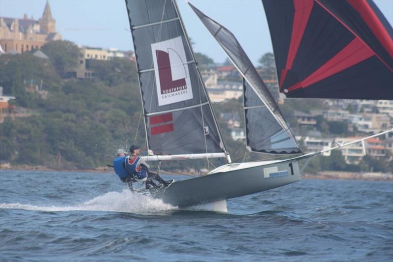 Southport Sails - skipper Murray Press won the Veteran's award - 12ft Skiff Interdominion Championship 2019 photo copyright John Williams taken at Sydney Flying Squadron and featuring the 12ft Skiff class