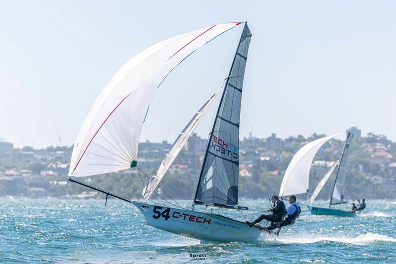 C-Tech (foreground) started slow but finished on the boil to claim second overall - 2026 Tri Search 12ft Skiff Interdominion Championship photo copyright sprottmedia taken at  and featuring the 12ft Skiff class