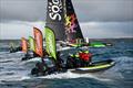 Thomas Colville and crew on Sodebo Ultim 3 off Ouessant, win the Jules Verne Trophy, a non-stop crewed round-the-world race, in Brest on Sunday 25th 2026 