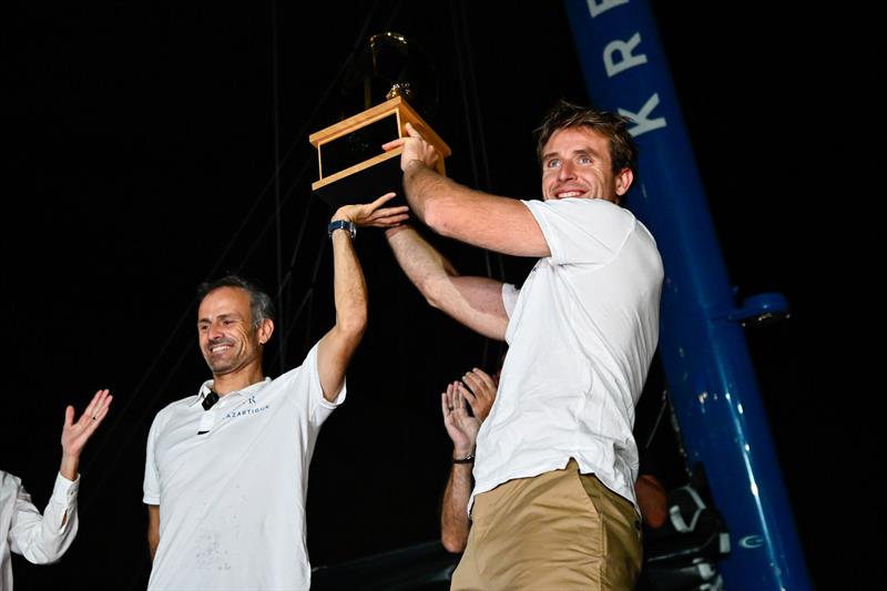 Tom Laperche and Franck Cammas on SVR Lazartigue win the Ultim division of the Transat Café L'OR 2025 - photo © Jean-Louis Carli / Alea