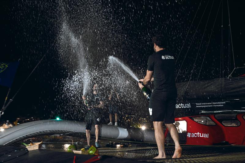 Anthony Marchand and Julien Villion on Actual Ultim 4 finish third in the Ultim division of the Transat Café L'OR 2025 - photo © Olivier Blanchet / Alea