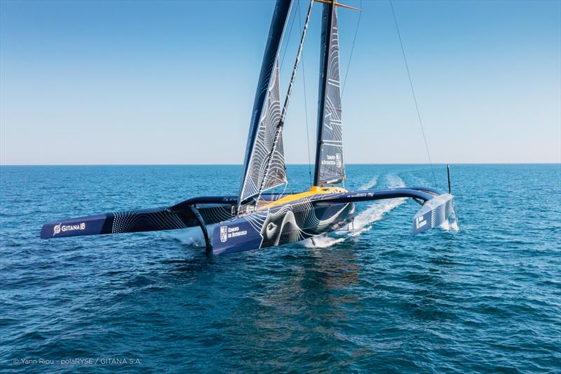 Maxi Edmond de Rothschild's debut flight photo copyright Yann Riou - polaRYSE / Gitana S.A. taken at  and featuring the Ultim class