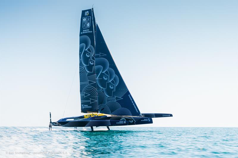 Maxi Edmond de Rothschild's debut flight photo copyright Eloi Stichelbaut - polaRYSE / Gitana S.A. taken at  and featuring the Ultim class