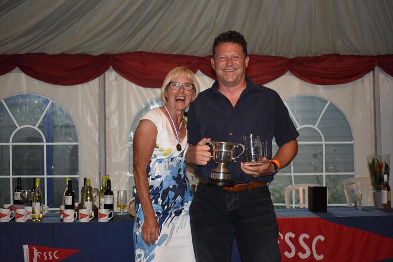 Stone SC Commodore, Fran Wood presents the 'Mazzotti' Trophy to Dan Jarman during the 50th Unicorn Nationals at Stone photo copyright Ron Mehta taken at Stone Sailing Club and featuring the Unicorn class