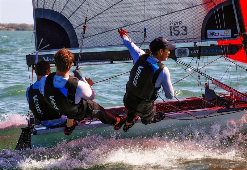 16ft Skiff team wearing the Vaikobi VX Race PFD photo copyright Michael Chittenden taken at  and featuring the  class