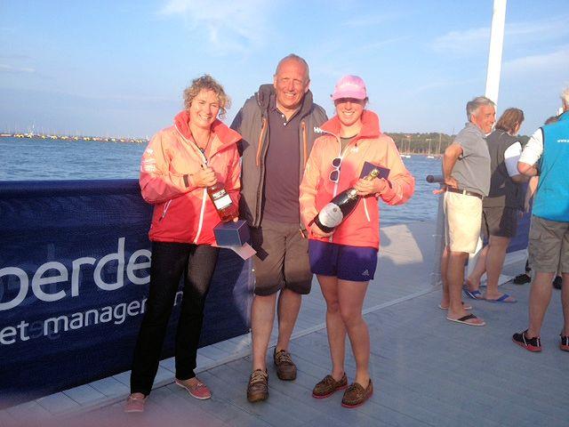 The Chatham Marine team win the Victory Anniversary Race at Aberdeen Asset Management Cowes Week photo copyright Simon Lovesey / www.sailracer.org taken at Cowes Combined Clubs and featuring the Victory class