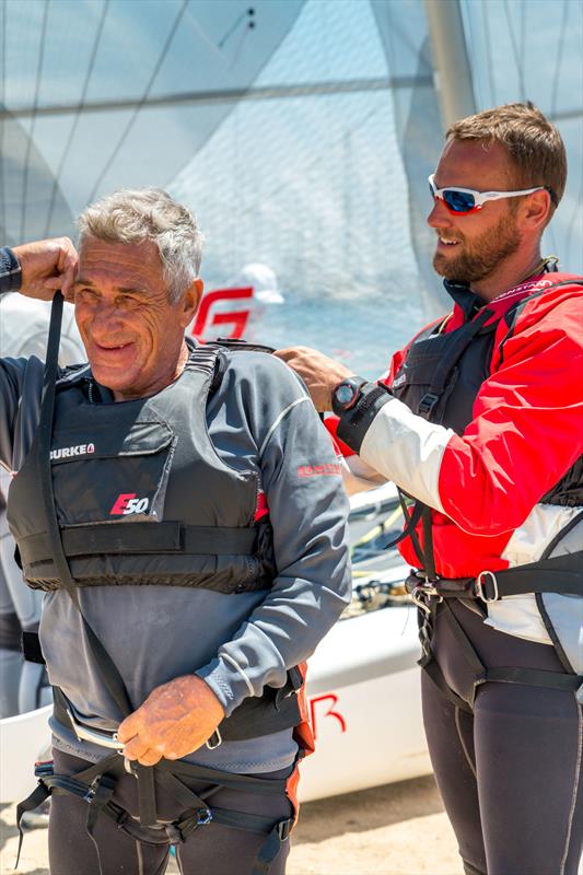 Gary (left) and Tom Purcell rigging up on day 2 of the Viper Worlds at Geelong photo copyright LaFoto taken at Royal Geelong Yacht Club and featuring the Viper class