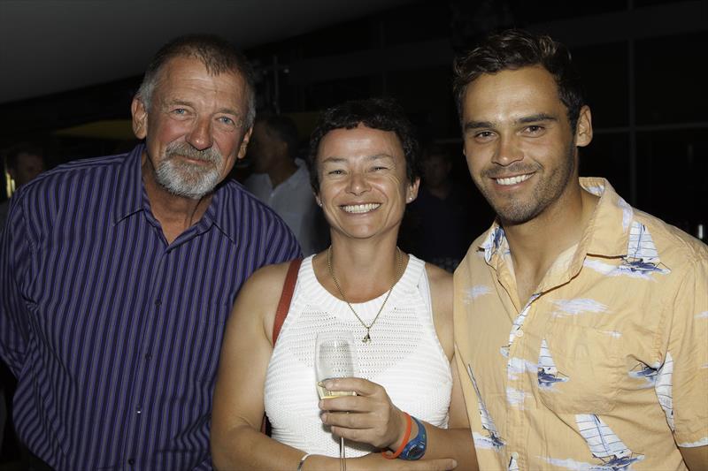 Boat owner Brian de Vries, proud mum Janet Jerwood and son Matt Jerwood who is crewing for his father Nick during the 2018 Schweppes Viper World Championship Cocktail Party photo copyright Bernie Kaaks taken at South of Perth Yacht Club and featuring the Viper 640 class