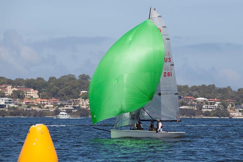 AUS 281 was forced to compete without her nominated skipper for the second successive day as match racer Keith Swinton battles a virus infection photo copyright Bernie Kaaks taken at South of Perth Yacht Club and featuring the Viper 640 class