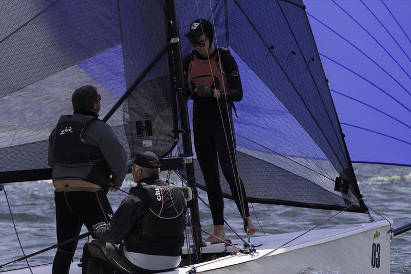 Paul Young with his multinational crew, taking a break between races - 2018 Schweppes Viper World Championship - Day 2 photo copyright Bernie Kaaks taken at South of Perth Yacht Club and featuring the Viper 640 class