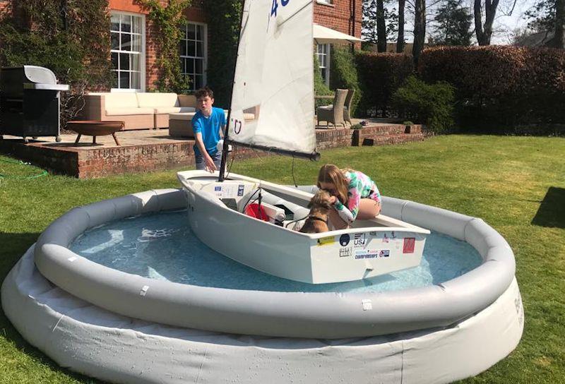 Most novel way to sail online - Rooster Hamble River Sailing Club Virtual Junior Warming Pan 2020 photo copyright HRSC taken at Hamble River Sailing Club and featuring the Virtual Regatta class