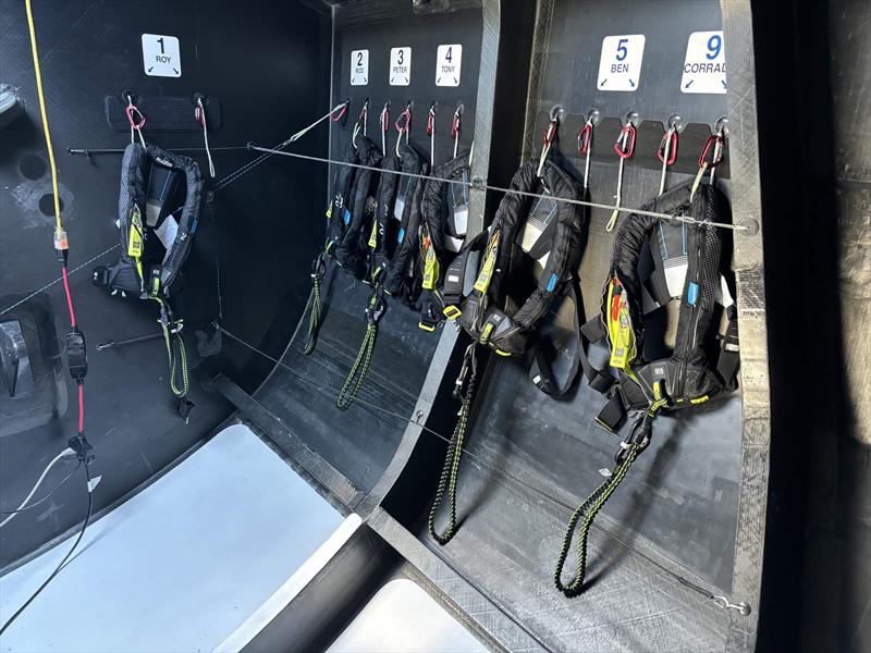 Crew safety equipment area - Pyewacket - Juan Yachts Design - September 2025 - photo © Sail-World NZ