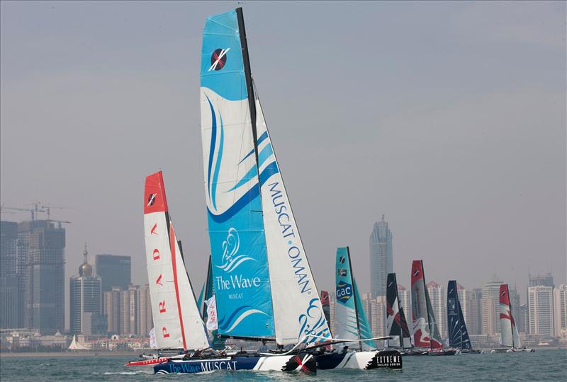 Extreme Sailing Series Act 2 at Qingdao day 1 photo copyright Mark Lloyd / www.lloyd-images.com taken at  and featuring the Extreme 40 class