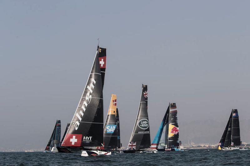 Act 1, Extreme Sailing Series Muscat 2017 - Day two - Fleet photo copyright Lloyd Images taken at  and featuring the Extreme 40 class