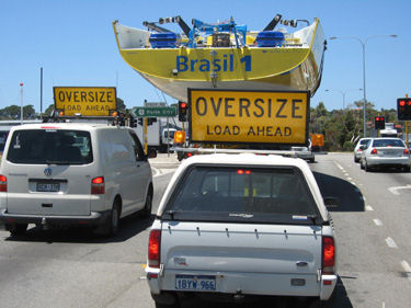 Brasil 1 starts her 4000km truck journey across Australia from Fremantle to the Volvo Ocean Race Village in Waterfront City, Melbourne photo copyright Volvo Ocean Race / Brasil 1 taken at  and featuring the Volvo 70 class