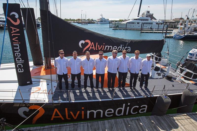 The crew of Team Alvimedica during the naming of its Volvo Ocean Race boat in Newport, Rhode Island photo copyright Billy Black / Team Alvimedica taken at  and featuring the Volvo One-Design class
