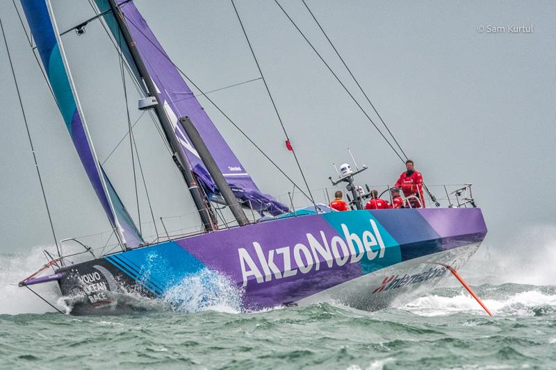 team AkzoNobel on a very windy day 6 at Lendy Cowes Week 2017 photo copyright Sam Kurtul / www.worldofthelens.co.uk taken at Cowes Combined Clubs and featuring the Volvo One-Design class