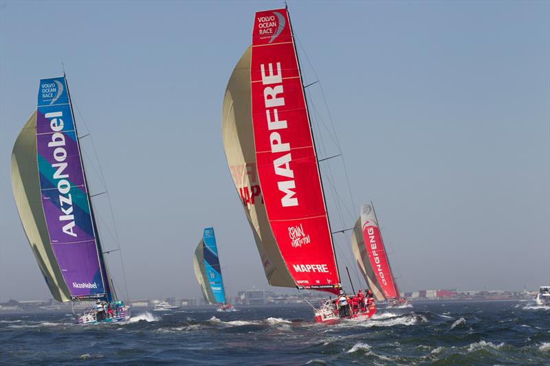 MAPFRE finish second in the Volvo Ocean Race Cape Town In-Port Race photo copyright Maria Muina / MAPFRE taken at  and featuring the Volvo One-Design class