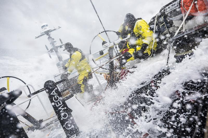 Alberto Bolzan at the helm, Kyle Langford holding the mainsheet and Carlo Huisman at the aft pedestal on Team Brunel during Leg 3 of the Volvo Ocean Race photo copyright Ugo Fonolla / Volvo Ocean Race taken at  and featuring the Volvo One-Design class
