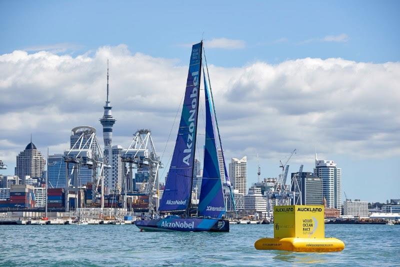 Team AkzoNobel finish 2nd in the New Zealand Herald In-Port Race photo copyright Thierry Martinez / team AkzoNobel taken at  and featuring the Volvo One-Design class