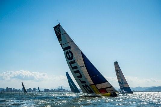 Team Brunel as Volvo Ocean Race Leg 8 from Itajaí to Newport starts - photo © Marcelo Maragni / Team Brunel