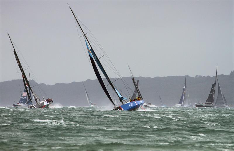 VO65s tacking up the Solent after the Rolex Fastnet Race start - photo © Mark Jardine