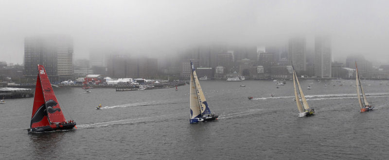 A fog descends on Boston for the Leg 7 start of the Volvo Ocean Race photo copyright Rick Tomlinson / Volvo Ocean Race taken at  and featuring the Volvo 70 class