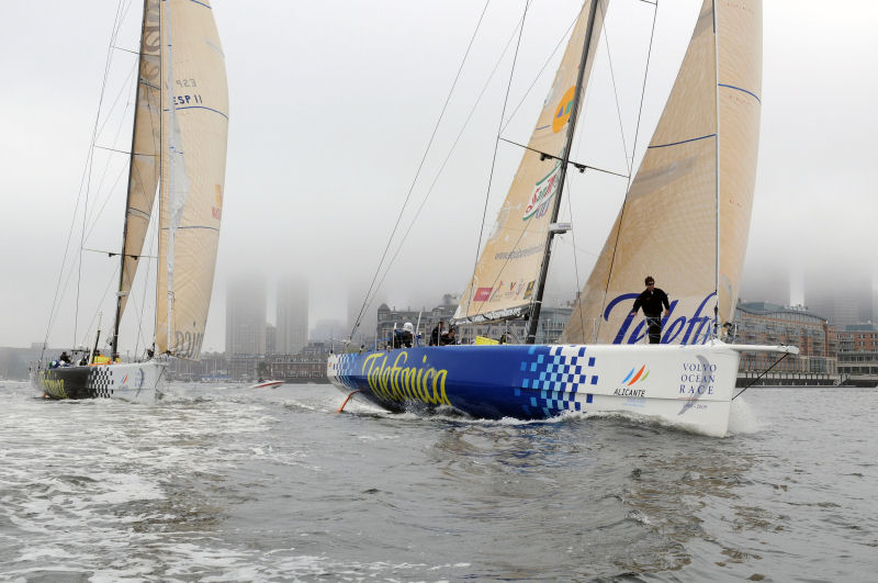 A fog descends on Boston for the Leg 7 start of the Volvo Ocean Race photo copyright Dave Kneale / Volvo Ocean Race taken at  and featuring the Volvo 70 class