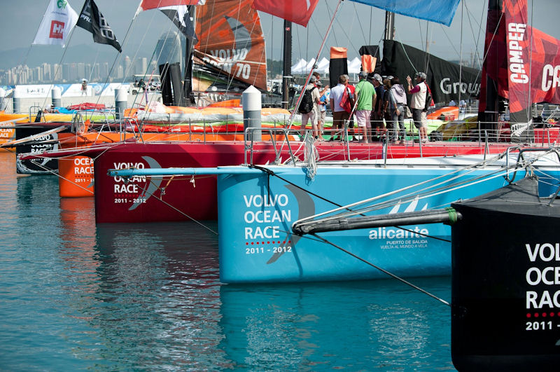 The Volvo Ocean Race fleet docked in Sanya photo copyright Paul Todd / Volvo Ocean Race taken at  and featuring the Volvo 70 class