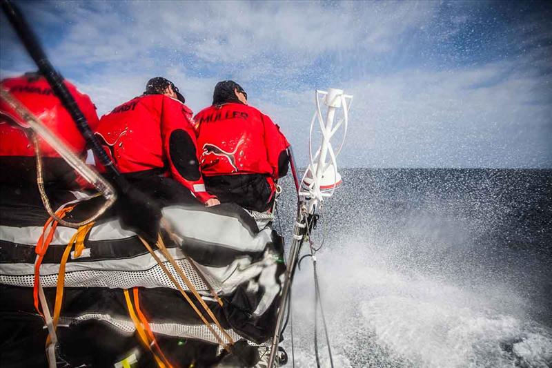 Big breeze out of Itajai means crew weight moves all the way aft on PUMA Ocean Racing in leg 6 of the Volvo Ocean Race photo copyright Amory Ross / PUMA Ocean Racing / Volvo Ocean Race taken at  and featuring the Volvo 70 class