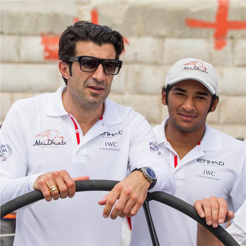 Luis Figo joins Azzam for the Volvo Ocean Race leg 8 start photo copyright Ian Roman / Volvo Ocean Race taken at  and featuring the Volvo 70 class