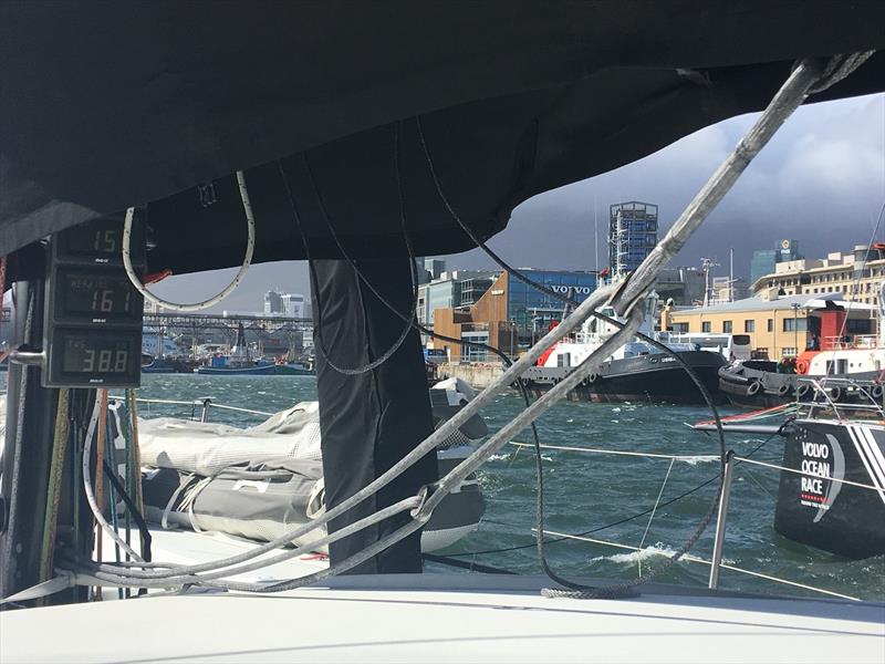 Wind gusting 38kts and has been recorded at over 60kts in gusts as the fleet prepare for the Leg 3 start in Cape Town photo copyright Volvo Ocean Race taken at Royal Cape Yacht Club and featuring the Volvo 70 class