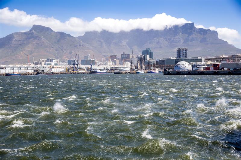 Volvo Ocean Race - Cape Town Stopover.Leg 3 - the tablecoth of white cloud flowing off Table Mountain photo copyright Maria Muina / Volvo Ocean Race taken at Royal Cape Yacht Club and featuring the Volvo 70 class