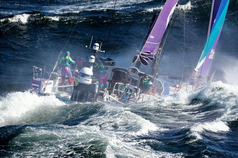 team AkzoNobel heads into big seas and 45kt winds on the first hours of Leg 3 of the Volvo Ocean Race photo copyright Thierry Martinez / teamAkzoNobel taken at  and featuring the Volvo One-Design class