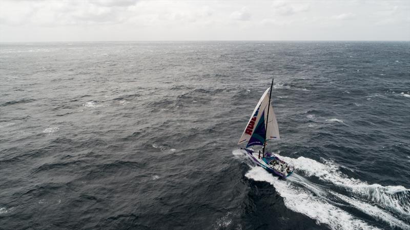 Leg 3, Cape Town to Melbourne, day 6, on board AkzoNobel. The boat is heading east(ish) and repairs are ongoing to the mast track and main sail photo copyright James Blake / Volvo Ocean Race taken at  and featuring the Volvo One-Design class