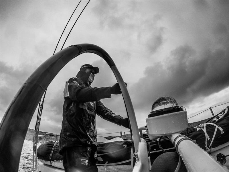 Leg 3, Cape Town to Melbourne, day 07, on board Dongfeng. Jack Bouttell driving under the cloud photo copyright Martin Keruzore / Volvo Ocean Race taken at  and featuring the Volvo One-Design class