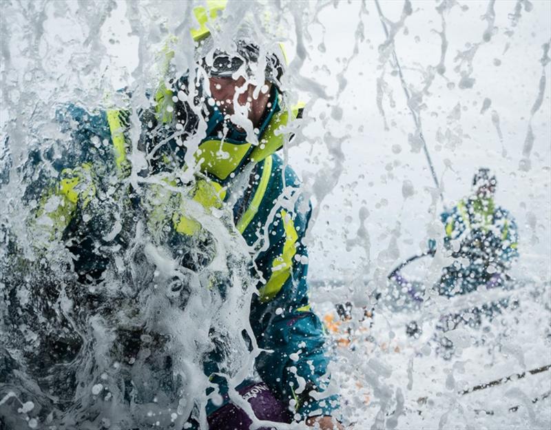 Leg 3, Cape Town to Melbourne, day 8, on board AkzoNobel. After 2.5 days without a mainsail the team are up and running. Skipper Simeon Tienpont is straight into it photo copyright James Blake / Volvo Ocean Race taken at  and featuring the Volvo One-Design class