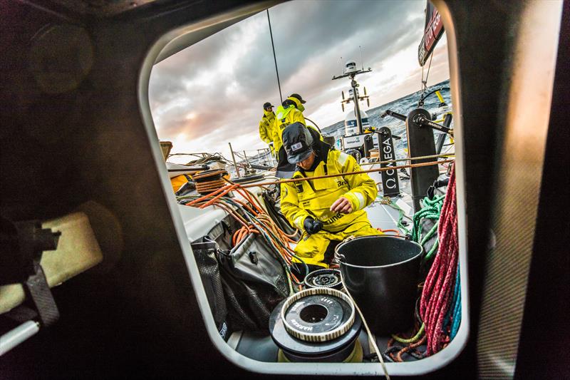 Leg 3, Cape Town to Melbourne, day 11, on board Brunel, Abby Ehler fixing a winch. - photo © Ugo Fonolla / Volvo Ocean Race