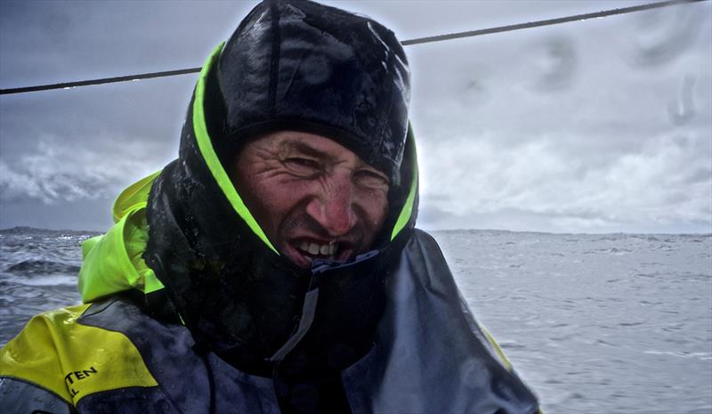 March 21,2015. Leg 5 to Itajai onboard Team Brunel. Day 03. A bit wet for Jens Dolmer during his watch photo copyright Stefan Coppers / Team Brunel / Volvo Ocean Race taken at  and featuring the Volvo One-Design class