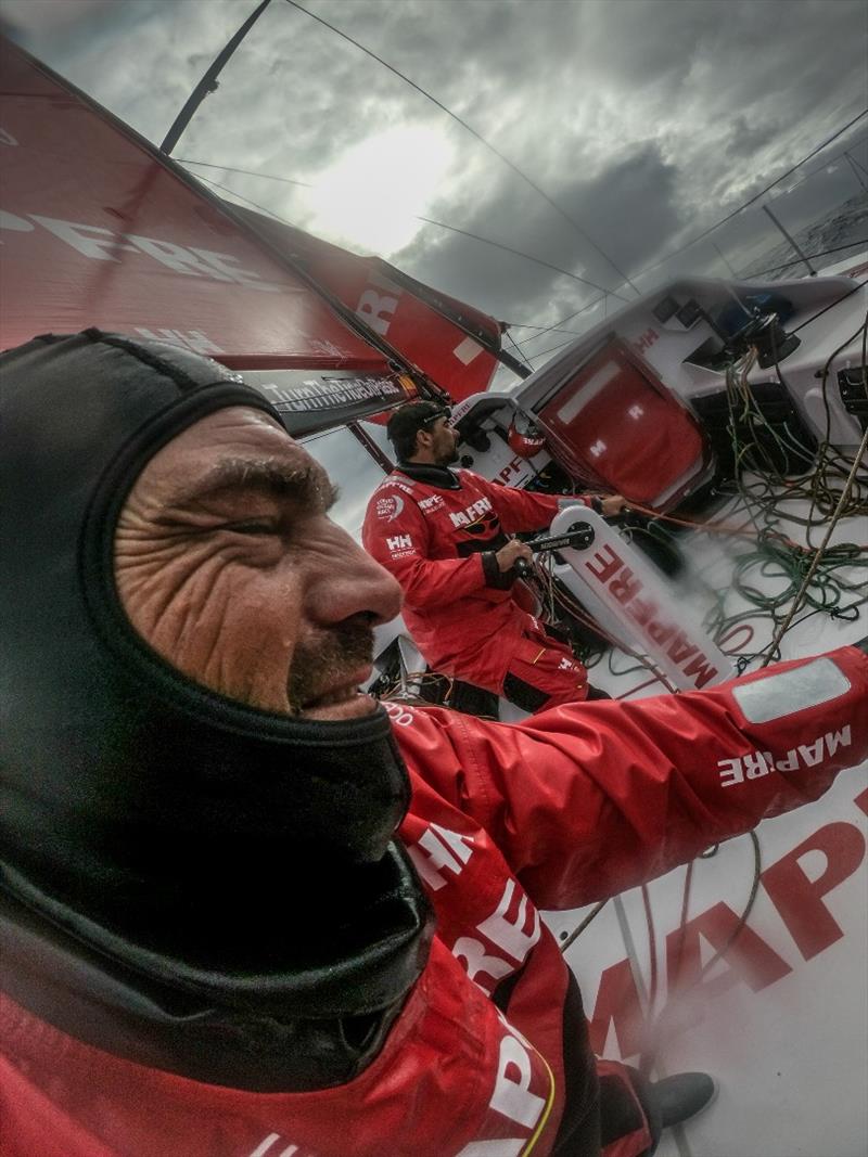 Leg 3, Cape Town to Melbourne, day 12, Xabi Fernandez and Willt Altadill on board MAPFRE. - photo © Jen Edney / Volvo Ocean Race