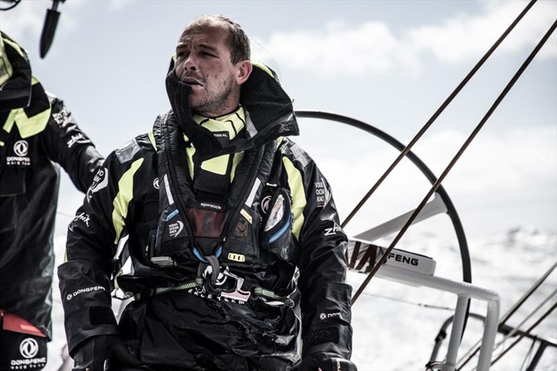 Leg 3, Cape Town to Melbourne, day 14, on board Dongfeng. Kevin Escoffier waiting the manoeuvre. - photo © Martin Keruzore / Volvo Ocean Race